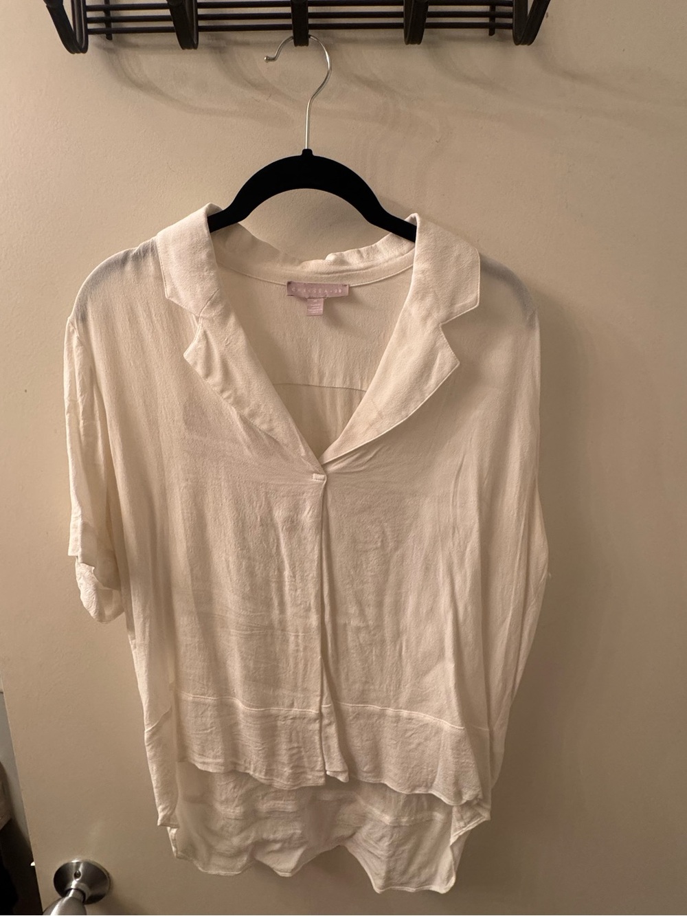 Nordstrom Cream Relaxed Collar Button-Front Blouse
